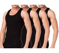 BestSale247 2er oder 4er Pack Herren Classic Unterhemden, Achselhemden, Tank Top, in Weiß Schwarz oder Grau Melange - Feinripp (glatt) -100% Baumwolle (Schwarz, M)