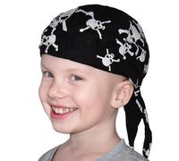 BestSaller 1326 Piraten Bandana Tuch aus 100% Baumwolle, schwarz mit Totenköpfen, schwarz (1 Stück)