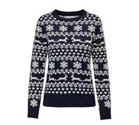 ONLY Damen Weihnachts Strick-Pullover ONLXmas Snowflake 15302950 Night Sky M