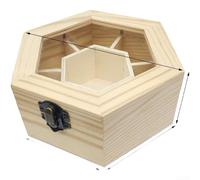 Besttoolifes Sechseckige Schmuckschatulle aus Holz mit sieben Fächern und Ringorganizer für Ohrringe und Schmuckstücke, Schreibtischaufbewahrung