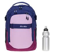 Bestway 2 Teile Set Schulrucksack Packer Jungen Mädchen Rucksack Schultasche 40177 + Trinkflasche (Rosa Blau Violett 5021)