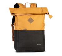 BestWay Rolltop Rucksack „Campus Style“ Unisex mit 15,6 Zoll Laptopfach & 19L Volumen -50x26x16 cm, 580g leicht, gepolsterte Schultergurte - ideal für Schule, Uni, Büro & Freizeit (ocker/schwarz)