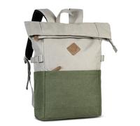 Worldpack Daypack Campus Style – Rolltop, 15,6-Zoll-Laptopfach, 19 l – Hellgrau/Khaki Herren