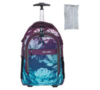 Bestway Trolley Schulrucksack Schultrolley 2 Teile Set Packer Evo inklusive Regenhülle 40244 (Dark Flower (lila/türkis) 5821)