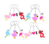 BESTYASH 12 Stück Pack Flamingo PVC Schlüsselanhänger Modische Anhänger mit 6 Designs Kreative Taschen und Autoschmuck Geschenkset für Familie und Freunde