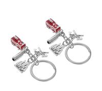 BESTYASH 2 Stück Feuerwehr Schlüsselanhänger Zinklegierung mit Axt Helm Feuerlöscher und Abzeichen für Feuerwehr Geburtstagsparty Geschenk und Taschenanhänger