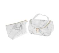 BESTYASH 2 Stück Teiliges Kosmetiktaschen mit Marmor Muster Große Kapazität wasserdichte PU Reise Kulturbeutel Multifunktional als Makeup und Aufbewahrungstasche für Damen