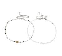 BESTYASH 2 Stück Verstellbare Perlen halsketten mit Muschelanhänger Bunte Boho choker für Damen und Teens Handgefertigter Strand Surfer schmuck Modische Statement ketten
