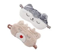 BESTYASH 2stücke Schlafmaske mit Hund und Hirschmotiv Plüsch-augenmaske Augenschutz für Reisen Schlafen und Entspannen Elastisches Band Komfortable Schlafmaske für Flugzeug Zug und Zuhause