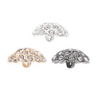 BESTYASH 3 Stück Mantelknöpfe aus Legierung mit Strass Kristall Verzierung Wiederverwendbar Rund in Schwarz Silber und Gold für Kreative Selbstgemacht Kleidungdekoration