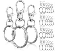 BESTYASH 30 Stück Teiliges Edelstahl Schlüsselringe Drehbarem Karabinerhaken Robuster Schlüsselanhänger für Schlüssel Schmuckzubehör Basteln und Taschenorganizer