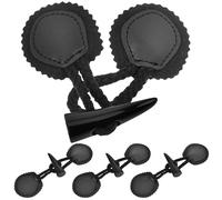 BESTYASH 4 Paar Schwarze Knebelknöpfe aus Kunstharz und Pu Leder für Kleidung Einfache Montage als Dekorative Knöpfe für Strickjacken und Mäntel