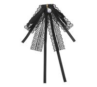 BESTYASH Damen Brosche Schleife aus Spitze Vorgebundene Lange Fliege Modische Krawattennadel für Blusen und Kleider Schwarzes Stoffband Elegantes Accessoire für Festliche Anlässe