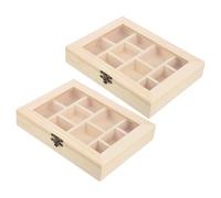 BESTYASH Holz Schmuckbox FüR Kinder 2 StüCk Mit Transparentem Deckel 10 FäChern Diy Aufbewahrungsbox FüR Schmuck Und Kleine Spielzeuge Kreative Handarbeit