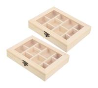BESTYASH Holz Schmuckkästchen Mit Transparentem Deckel 10 Fächer Diy Aufbewahrungsbox Für Kinder Unlackierte Holzbox Für Kreative Bastelprojekte Und Schmuckorganisation