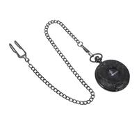 BESTYASH Runde Taschenuhr mit Kette Herren Schwarz Metall Weihnachten Event | Duales Zifferblatt mit Römisch Arabischen Zahlen, Flip Deckel, Dicke Kette, für Anzug und Weste