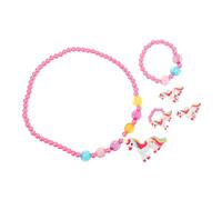 BESTYASH Schmuckset Einhorn Mädchen Halskette Armband Ring Ohrringe Rosa Prinzessin Geschenk Langlebig Modisch