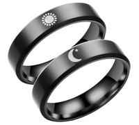 BESTYASH Sonne und Mond Paarring aus Edelstahl Verlobungsringe für Paare Trauringe für Sie und Ihn Schwarz Schmuckgeschenk für Freund und Freundin