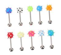 BESTYASH Zungenpiercing Schmuck Dekor Silikon 10 Stück Farben Zufällig Kunststoff Barbell Studs für Kreativen Körperschmuck und Individuelles Styling Langlebig und Angenehm zu Tragen