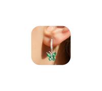 Bestyle 925 Silber Ohrringe Smaragd Schmetterling Geburtssteine Mai Geburtstags Geschenk Elegant Exquisite