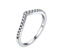 Bestyle Damen Ring Funkelnder Wunschring Eternity Ring Ewigkeitsringe Vorsteckring Schmal Silber 925 Zirkonia 1,7mm Verlobungsringe Eheringe Trauringe Memoire Ring 54