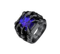 Bestyle Edelstahl Herren Ring mit Stein Blau Gothic Biker Bandring Dragon Claw Retro Ring Synthetischer Zirkon Männlicher Ring mit Gravur Schmuck Siegelring, Schwarz, Ringgröße 62