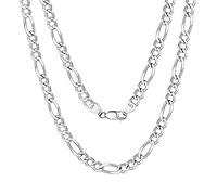 Bestyle Halskette Herren Damen Klassische Figaro Kette Jungen Panzerkette 925 Sterling Silber Hip Hop Chain Gliederkette 5mm Breit 46cm lang