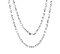 Bestyle Halskette Herren Silber 925 kubanische Kette Breite 3mm Panzerkette Damen Cuban Link Chain Hip Hop Schmuck Länge 51cm