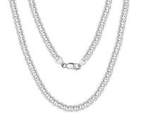 Bestyle Halskette Herren Silber 925 kubanische Kette Breite 5mm Panzerkette Damen Cuban Link Chain Hip Hop Schmuck Länge 51cm