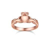 Bestyle Herz Claddagh Ring für Damen Mädchen Irischer Claddagh Ring aus poliertem 925er Silber Herzring Promise Ehering Trauring für Valentinstag Hochzeit, Roségold, Ringgröße 47