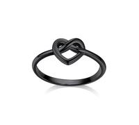 Bestyle Herz Ring Silber 925 Damenring Knotted Heart Fingerring Wickelring Silberring dünner Steck-Ring, Schwarz, Ringgröße 49