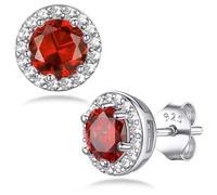 Bestyle Ohrstecker Silber 925 für Damen: Klein Ohrringe Sterling Silber 925 Stecker mit Rubin Stein Zirkonia - Elegant Exquisite Ohrringe Schmuck für Juli Geburtstags Geschenk
