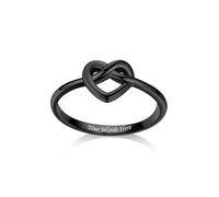 Bestyle Schwarz Ring Herz Personalisierter Fingerring Herzring mit Gravur für Damen Frauen Freundin Mädchen Schwester Mutter Geburtstag Geschenke, Schwarz, Ringgröße 60