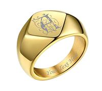 Bestyle Signetring Damenring Siegelring Herren Buchstabe Erinnerungsgeschenk ring mit Anfangsbuchstaben Mädchenring Hip Hop Ring Gold 65