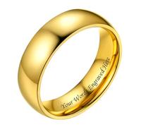 Bestyle Verlobungsring Gold Ehering Edelstahl Freundschaftsringe 6mm Partnerringe mit Gravur Personalisiertes Geschenk für Männer Frauen Paar 62