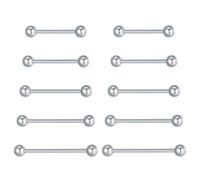 Besyvvin 10er Zungenpiercing Brustwarzenpiercing 12/14/16/18/20mm Chirurgenstahl Plastik Piercing Zunge Nippel Ring Silber Gold Schwarz