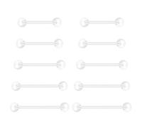 Besyvvin 10er Zungenpiercing Brustwarzenpiercing 12/14/16/18/20mm Plastik Piercing Zunge Nippel Ring Flexibler Kunststoff