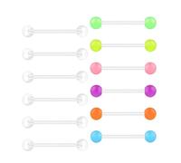 Besyvvin 12er Acryl Zungenpiercing Brustwarzenpiercing 16mm Plastik Piercing Nippel Brustwarzen Flexibel Kunststoff