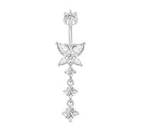 Besyvvin 925 Sterling Silber Bauchnabelpiercing 8mm Schmetterling Anhänger Bauchpiercing Piercing Bauchnabel Ring
