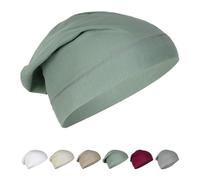 beties "BasicSoft Jersey Beanie Schlafmütze 100% Baumwolle in Natural-grün, vielseitiger Einsatz als Chemo Mütze, Kopfbedeckung bei Haarausfall, Skull-Cap