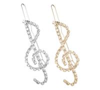 BETOOKY 2 Stück Haarklammern mit Musiknoten Motiv aus Metall und Strass Eleganter Haarschmuck zum Einfachen Befestigen für Karneval und Kostümpartys