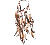 BETOOKY Boho Feder Stirnband Damen Leichtes Haarband mit Holzperlen und Natürlichen Federn für Festival und Alltag Eleganter Kopfschmuck im Ethnischen Stil