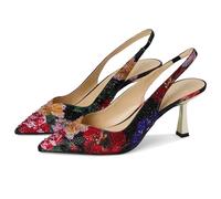 Betsey Johnson Damen Clark Pumps, Black Flower Multi, 38.5 EU