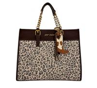 Betsey Johnson Umhängetasche mit Kettenriemen und Charm, wandelbare Schulter- und Crossbody-Tasche für Damen, 33 x 25 cm, Cowboystiefel, Leopard, Einheitsgröße