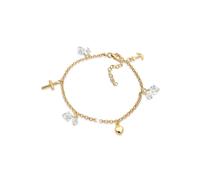 Elli Bettelarmband »Kreuz Herz Anker Swarovski® Kristalle Silber«, goldfarben