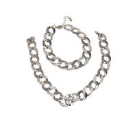Bettelarmband URBAN CLASSICS "Urban Classics Unisex Basic Diamond Necklace And Bracelet Set", silber, Armbänder, Damen, onesize, Zink, Bettelarmband (40477525-0) silber