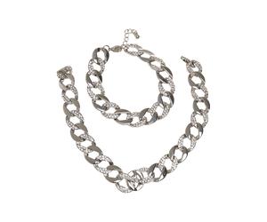 Bettelarmband URBAN CLASSICS "Urban Classics Unisex Basic Diamond Necklace And Bracelet Set", silber, Armbänder, Damen, onesize, Zink, Bettelarmband (40477525-0) silber