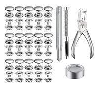 BetterJonny 200 Stück Edelstahl-Schnappverschluss-Set, 15 mm, robuste Druckknopf-Druckknopf-Kappe mit Zange und 3 Einstellwerkzeugen für Marineboot, Leinentasche, Leder, DIY Handwerk
