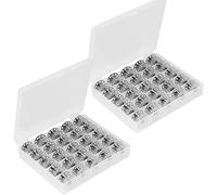BetterJonny 50Pcs Nähmaschinenspulen, Spulen Nähmaschine mit Aufbewahrungsbox Metall Leer Unterfadenspule Garnspule für Haushaltsnähmaschine Nähzubehör Handwerk Werkzeuge, 25 Stück/Schachtel