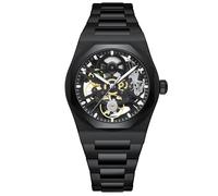 BETTIMER Automatikuhren Herren mit Skelett-Design Schweizer SL2203 Automatikwerk 38,5mm 316L Edelstahl 10ATM Wasserdicht Saphirglas mit 3-Fach AR-Beschichtung Mechanische Uhr Herren (Schwarz)